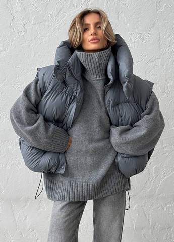 Сіра зимня куртка куртка-трансформер No Brand