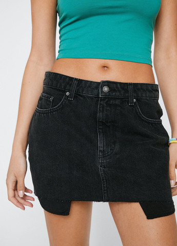Черная джинсовая однотонная юбка Nasty Gal