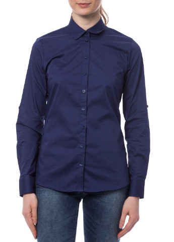 Темно-синяя кэжуал рубашка с логотипом Roberto Cavalli
