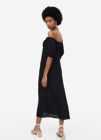 Чорна кежуал сукня в стилі армпір, з відкритими плечима H&M однотонна