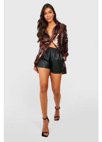 Коричневое коктейльное, кэжуал платье рубашка Boohoo однотонное