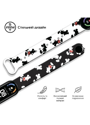 Ремешок Black (ARM59256) ArmorStandart Cartoon для Xiaomi Mi Band 6/5 Mickey Siluet (238135725)