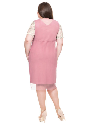 Розово-лиловое коктейльное платье Alenka Plus однотонное