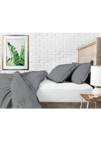 Комплект евро постельного белья RANFORS GRAPHITE SNOWFLAKES GREY White (2 наволочки 50х70 в подарок) Cosas (251281575)