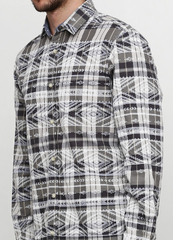 Серо-бежевая кэжуал рубашка с орнаментом Produkt