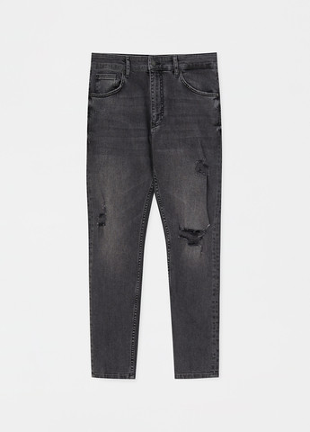 Серые демисезонные скинни, укороченные джинсы Pull&Bear