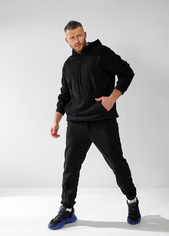 Чорний демісезонний костюм (худі, штани) брючний No Brand