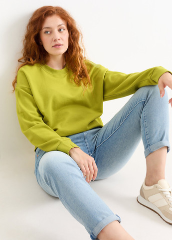 Салатовый світшот C&A однотонный без декора (323037175)