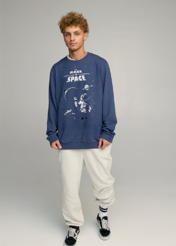 Синій світшот чоловічий oversize /no flis/ YAPPI (252386721)