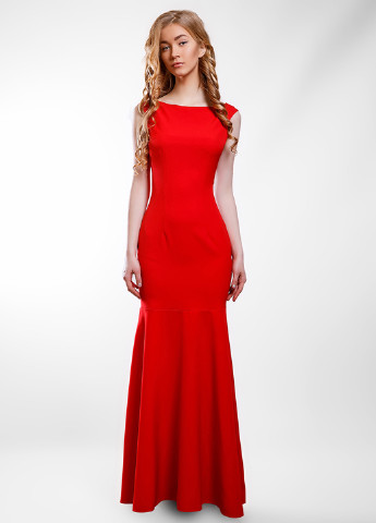 Красное вечернее платье макси SFN однотонное