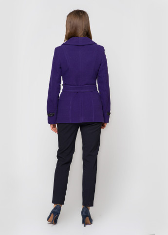 Фиолетовое демисезонное Пальто с кожей двубортное Mangust