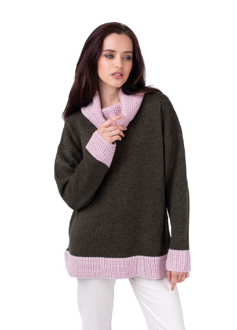 Оливковый демисезонный свитер женский джемпер Bakhur