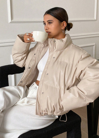 Светло-бежевая зимняя куртка SHEIN