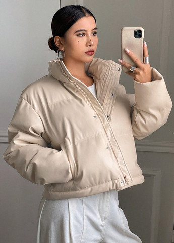 Светло-бежевая зимняя куртка SHEIN