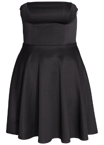 Черное коктейльное платье клеш, бандо H&M однотонное