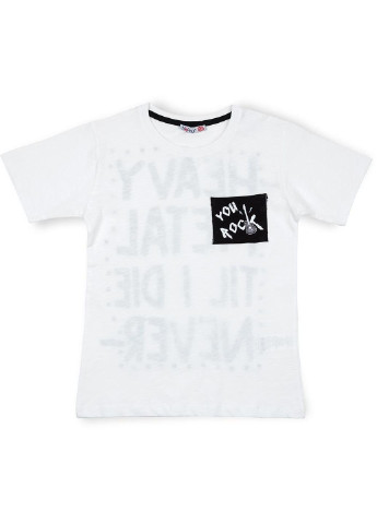 Белая летняя футболка детская "rock" (7181-152b-white) Haknur