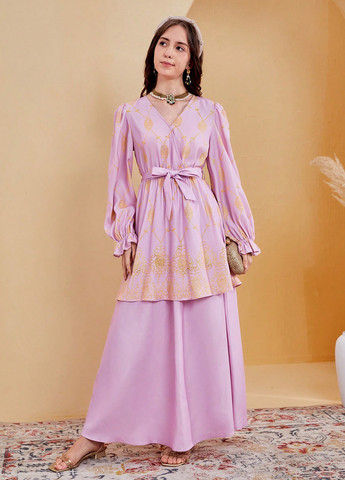 Світло-ліловий демісезонний костюм (туніка, спідниця) спідничний SHEIN