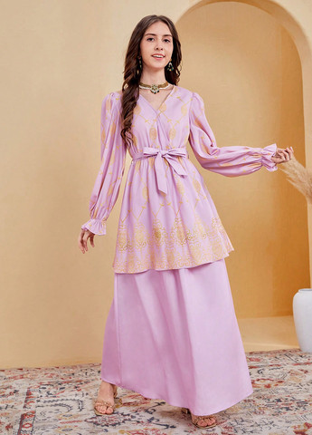 Світло-ліловий демісезонний костюм (туніка, спідниця) спідничний SHEIN