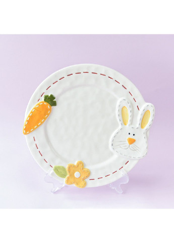 Тарілка керамічна кругла Кролик з морквою 6795 23.7 см No Brand (253618797)