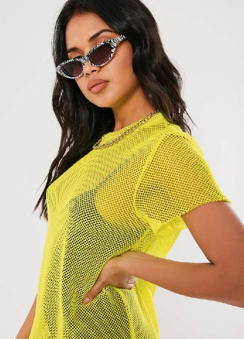 Желтое пляжное платье платье-футболка Missguided однотонное