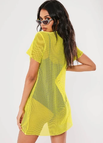 Желтое пляжное платье платье-футболка Missguided однотонное