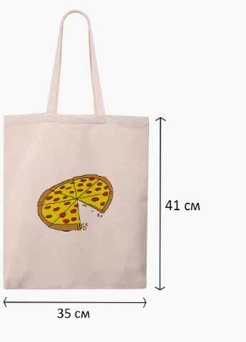 Эко сумка шоппер белая Пицца (Pizza) (9227-2078-WT) Еко сумка шоппер біла 41*35 см MobiPrint (215977475)