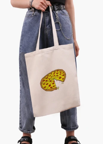 Эко сумка шоппер белая Пицца (Pizza) (9227-2078-WT) Еко сумка шоппер біла 41*35 см MobiPrint (215977475)