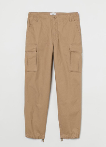 Темно-бежевые кэжуал демисезонные зауженные, карго брюки H&M