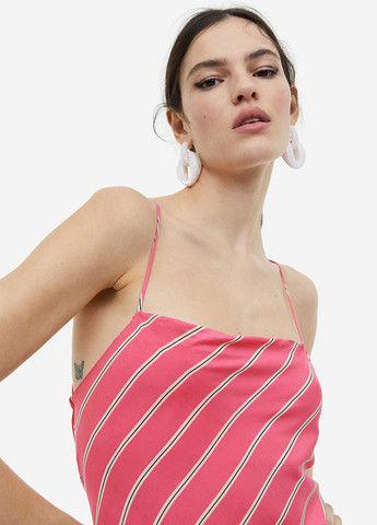 Розовое кэжуал платье платье-комбинация H&M в полоску