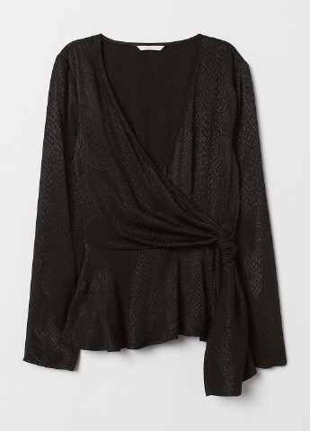 Черная демисезонная блуза с баской, на запах H&M