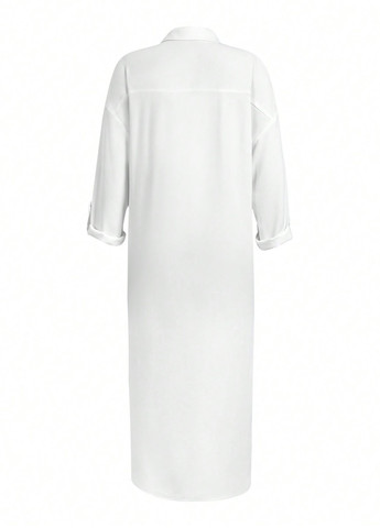 Белое кэжуал платье рубашка SHEIN однотонное