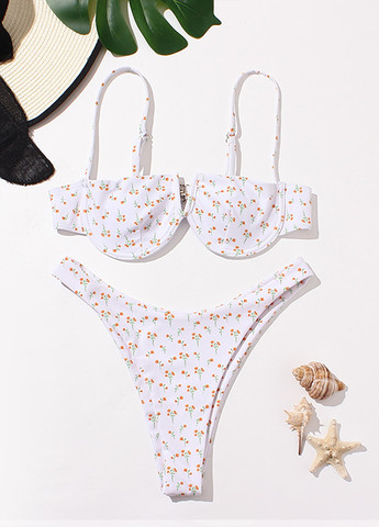 Білий літній купальник (ліф, трусики) роздільний SHEIN