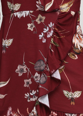 Темно-бордовое кэжуал платье на запах Missguided с цветочным принтом