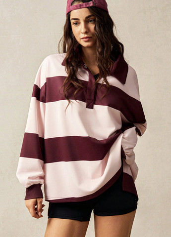 Цветная женская футболка-поло SHEIN в полоску