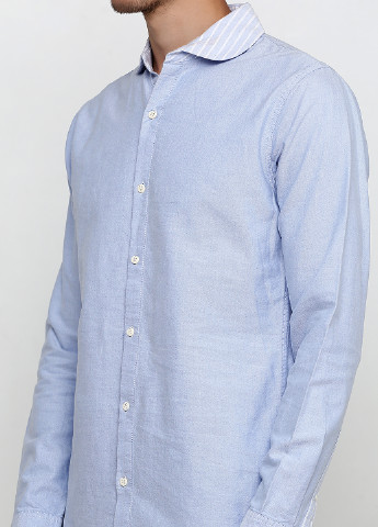 Голубой кэжуал рубашка перец с солью Denham с длинным рукавом