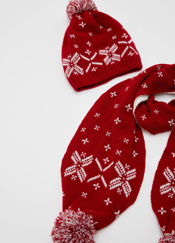 Комплект(шапка, шарф) DeFacto шапка + шарф красные кэжуалы акрил