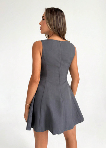 Темно-серое кэжуал платье клеш SHEIN однотонное