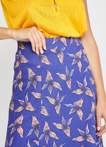 Синяя кэжуал цветочной расцветки юбка Tom Tailor а-силуэта (трапеция)