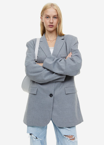 Серый женский жакет H&M однотонный - демисезонный