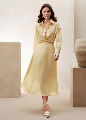 Жовтий демісезонний комплект (сорочка, спідниця) SHEIN