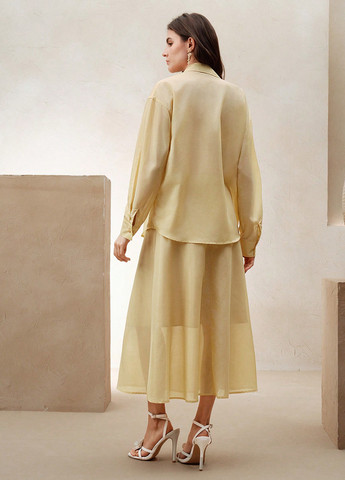 Жовтий демісезонний комплект (сорочка, спідниця) SHEIN