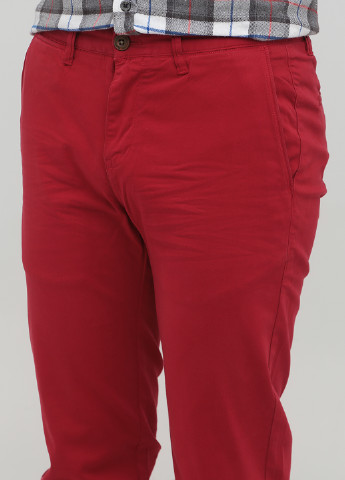 Темно-красные кэжуал демисезонные укороченные, зауженные брюки Jack & Jones