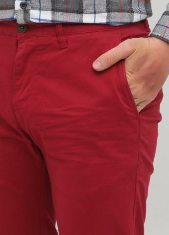 Темно-красные кэжуал демисезонные укороченные, зауженные брюки Jack & Jones