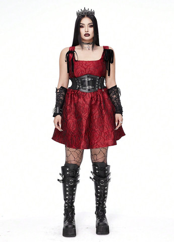 Бордова святковий, кежуал сукня дзвін SHEIN однотонна