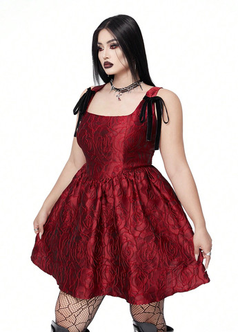 Бордова святковий, кежуал сукня дзвін SHEIN однотонна