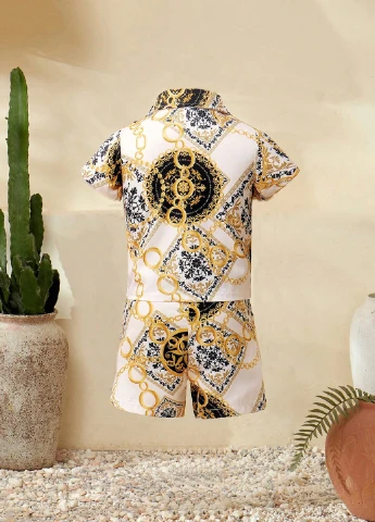 Комбінований літній костюм (сорочка, шорти) з шортами, з сорочкою SHEIN