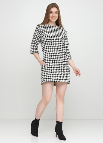 Чорно-білий кежуал сукня Zhmurchenko Brand з візерунком "гусяча лапка"