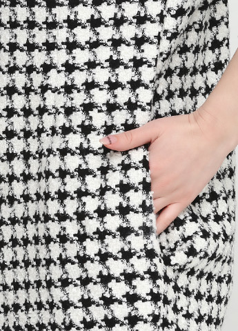 Черно-белое кэжуал платье Zhmurchenko Brand с узором пье-де-пуль «гусиная лапка»