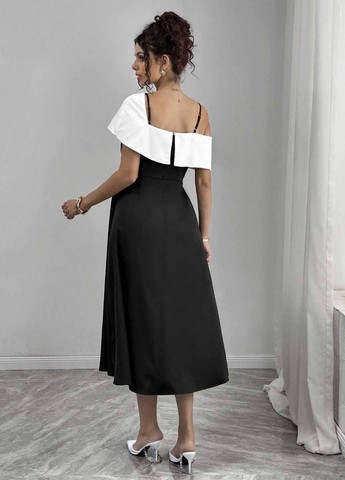 Чорно-білий святковий, ділова, кежуал сукня кльош SHEIN колор блок