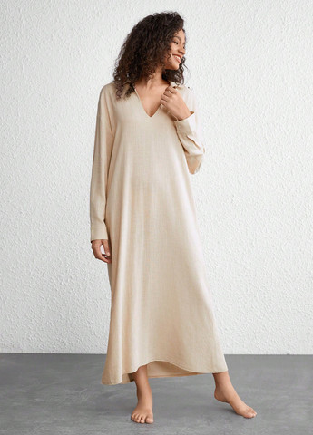 Світло-бежева домашній сукня сукня-сорочка SHEIN однотонна